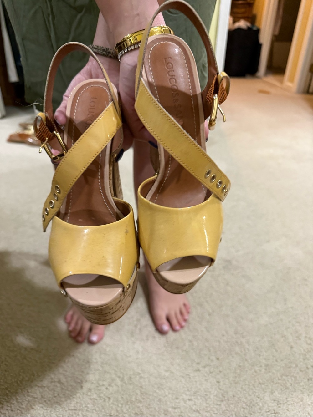 Yellow Platform Slingback Sandals